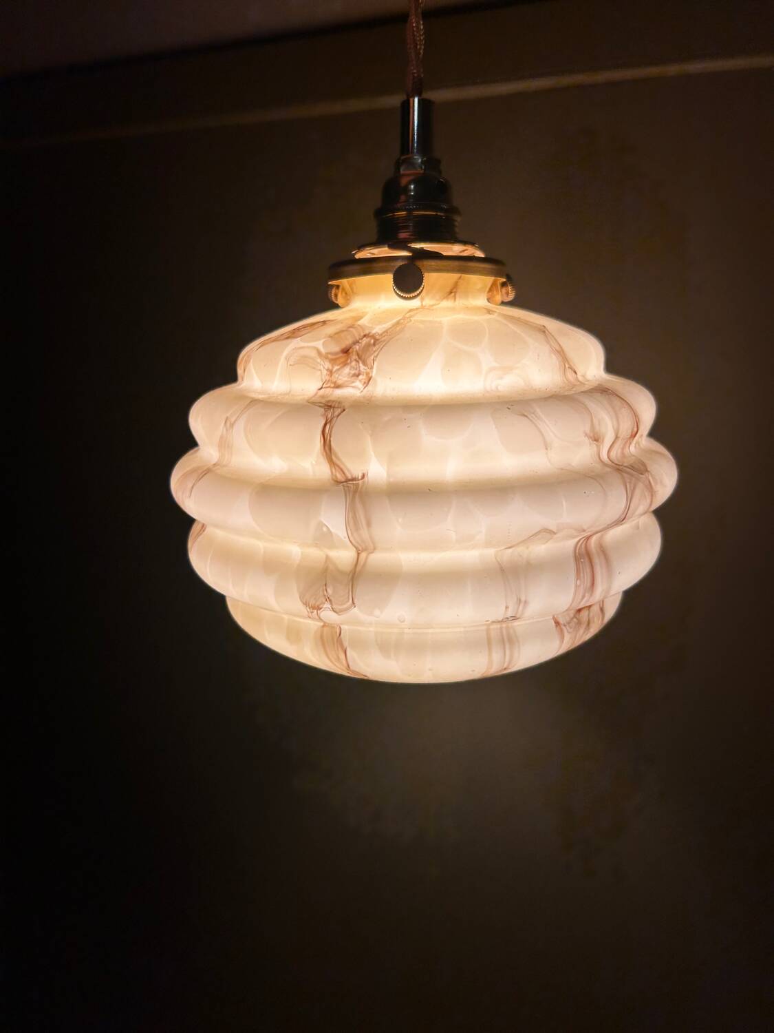 Pair of vintage marbled opaline globe wall lights