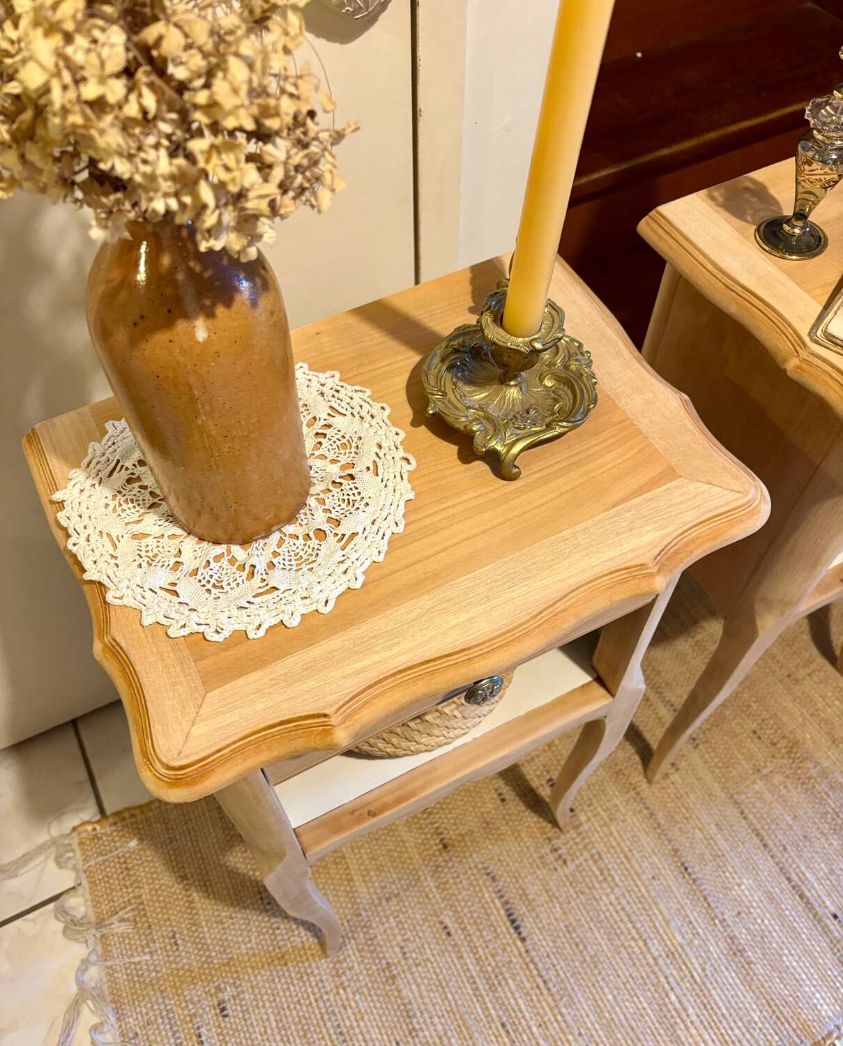 Table de chevet bois brut