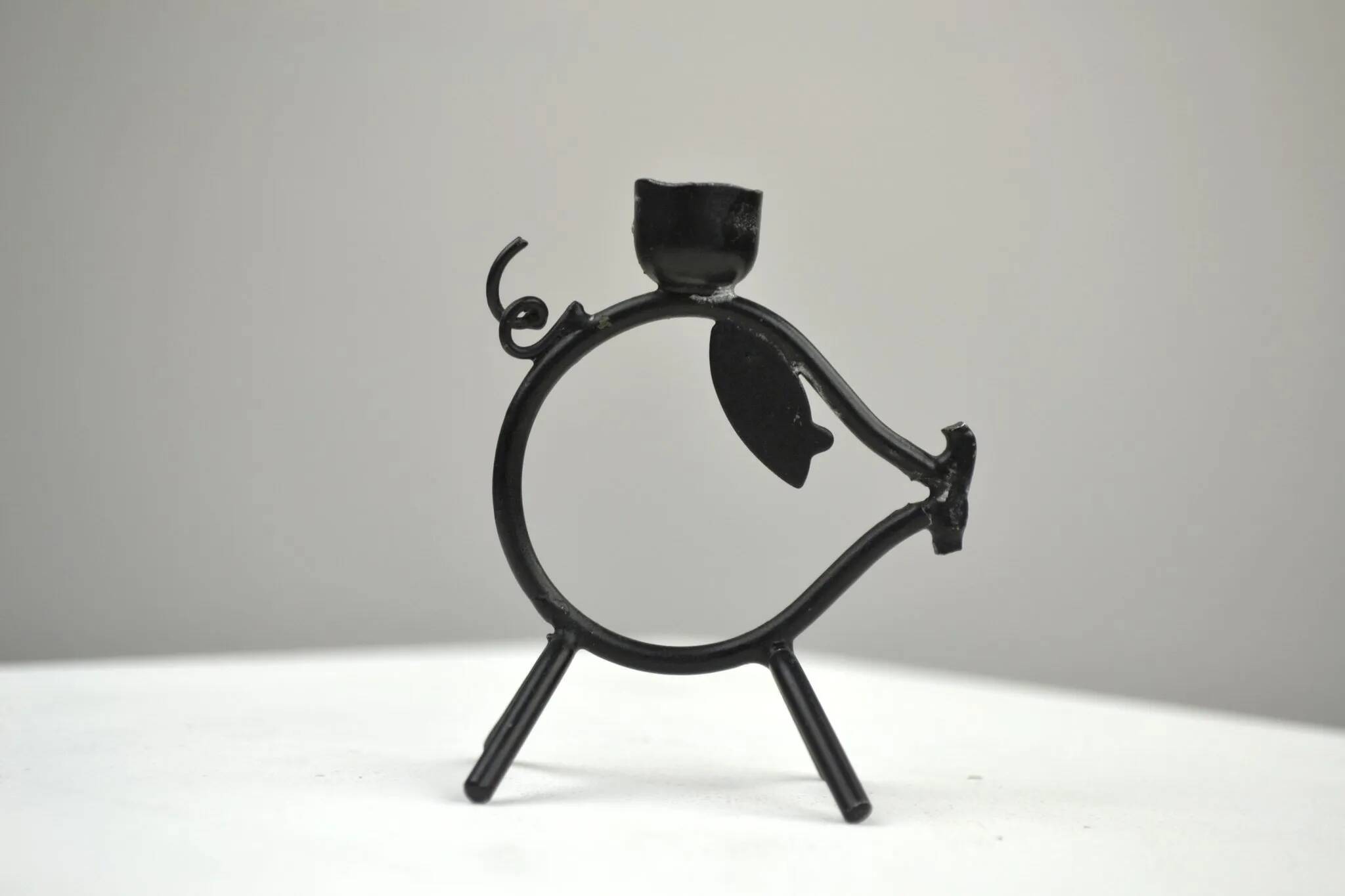 Set of 6 Black Metal Farm Animal Candleholders — Gunnar Ander for Ystad-Metall, Sweden, 1960s