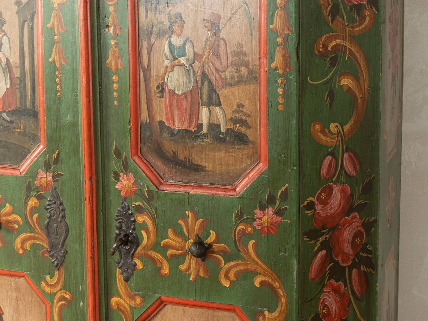 Antique Hand-Painted Folk Art Armoire