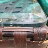 Table basse en bambou et verre