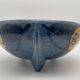 Tripod ceramic pocket tray, hand painted blue
