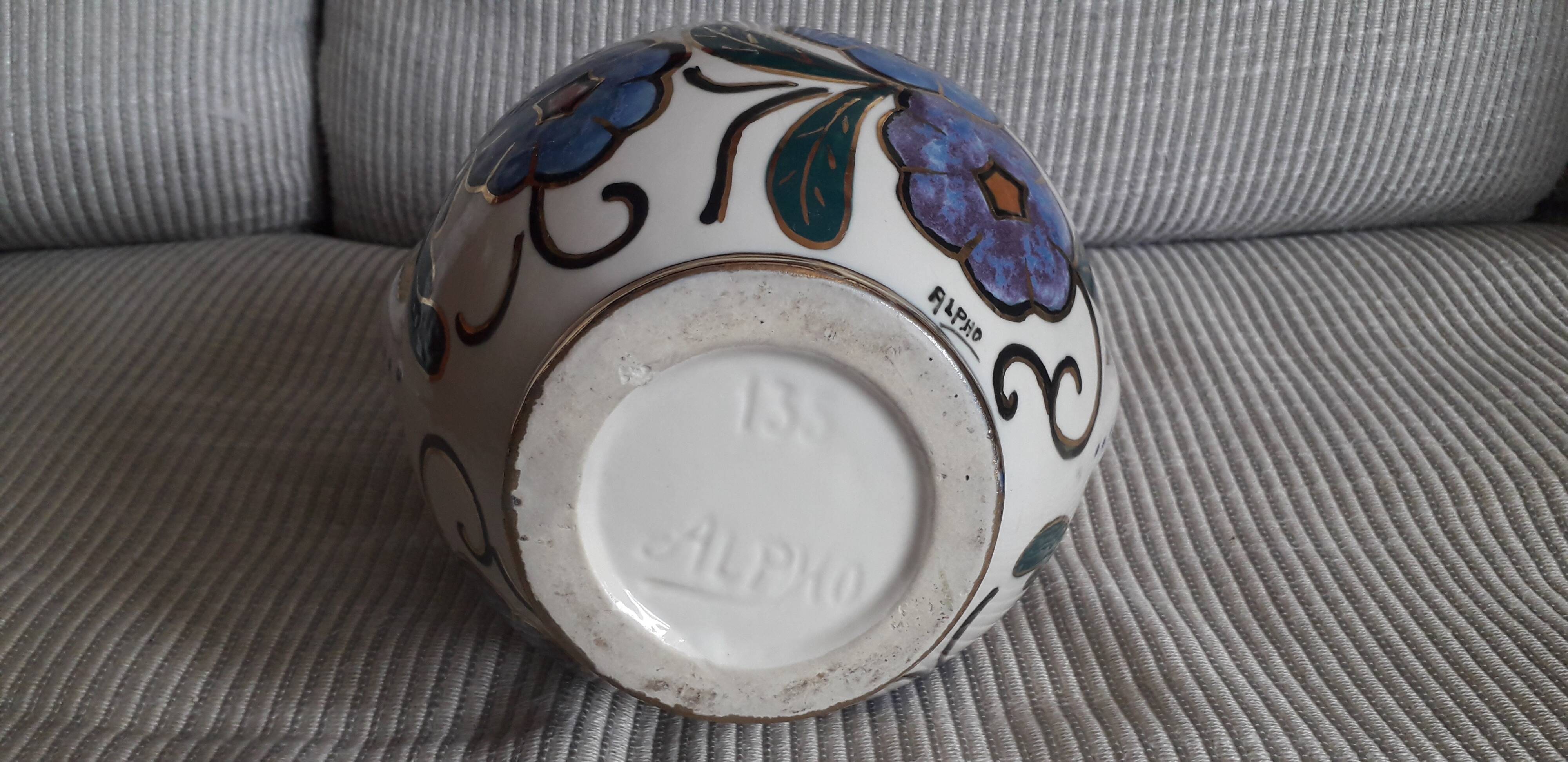 Vintage ceramic vase signed Alpho