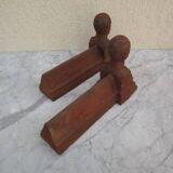 Pair of antique andirons - Napoleon III effigy