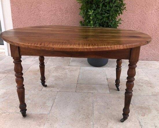 Belle table ancienne ovale en bois avec rabats et tiroir - Très bon état