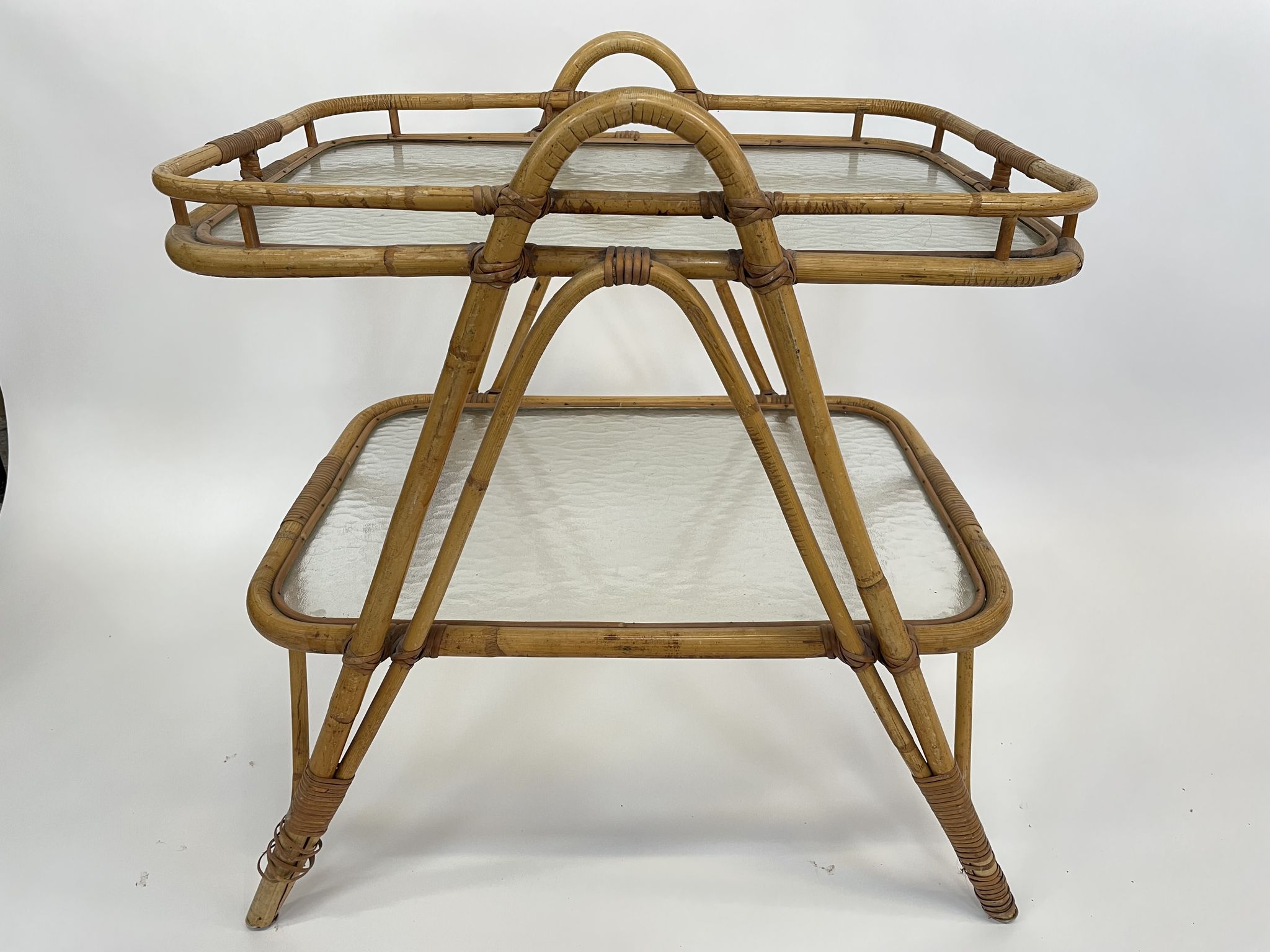 Vintage rattan table side table bamboo rattan 60's