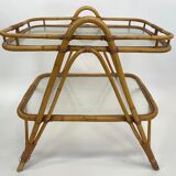 Table d’appoint en rotin vintage en bambou rotin