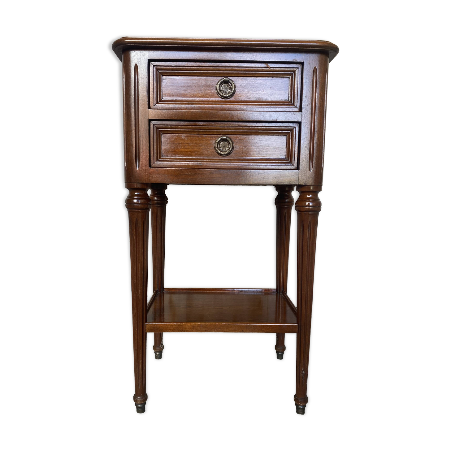 Antique Nightstand TRICOIRE Louis XVI Style Wood 2 Drawers Vintage