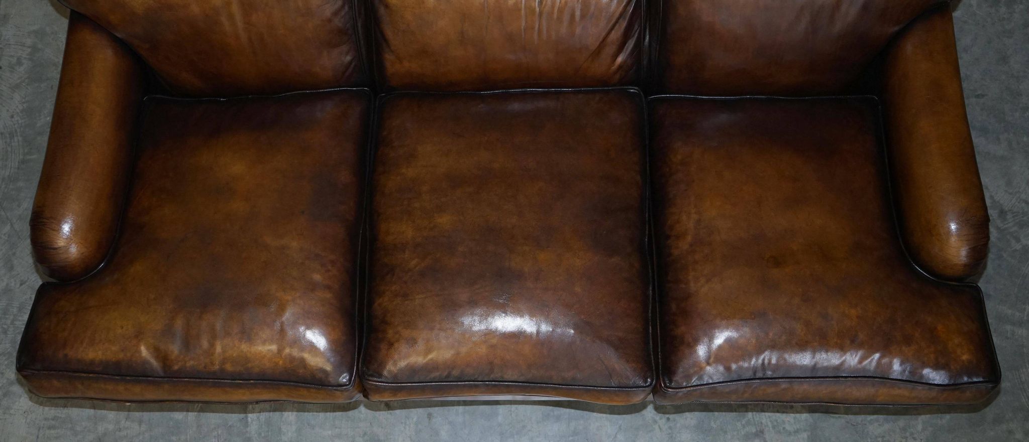 Howard & Son leather canapé, restored vintage, 3-seater