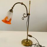 Lampe de bureau ancienne - Tulipe pâte de verre signé Muller Frères