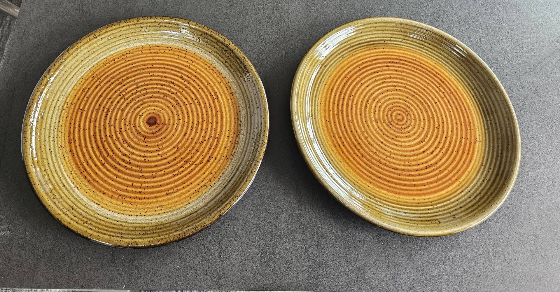 Lot de 2 assiettes en grès St Amand : 70’s