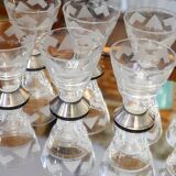Art Deco liqueur set, glass & silver-plated metal ARGIT