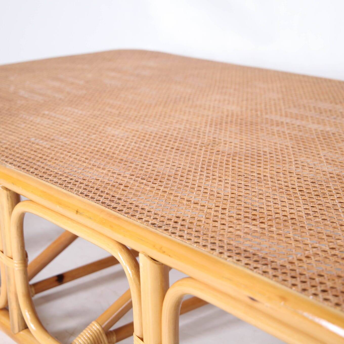 Large rattan and cane coffee table