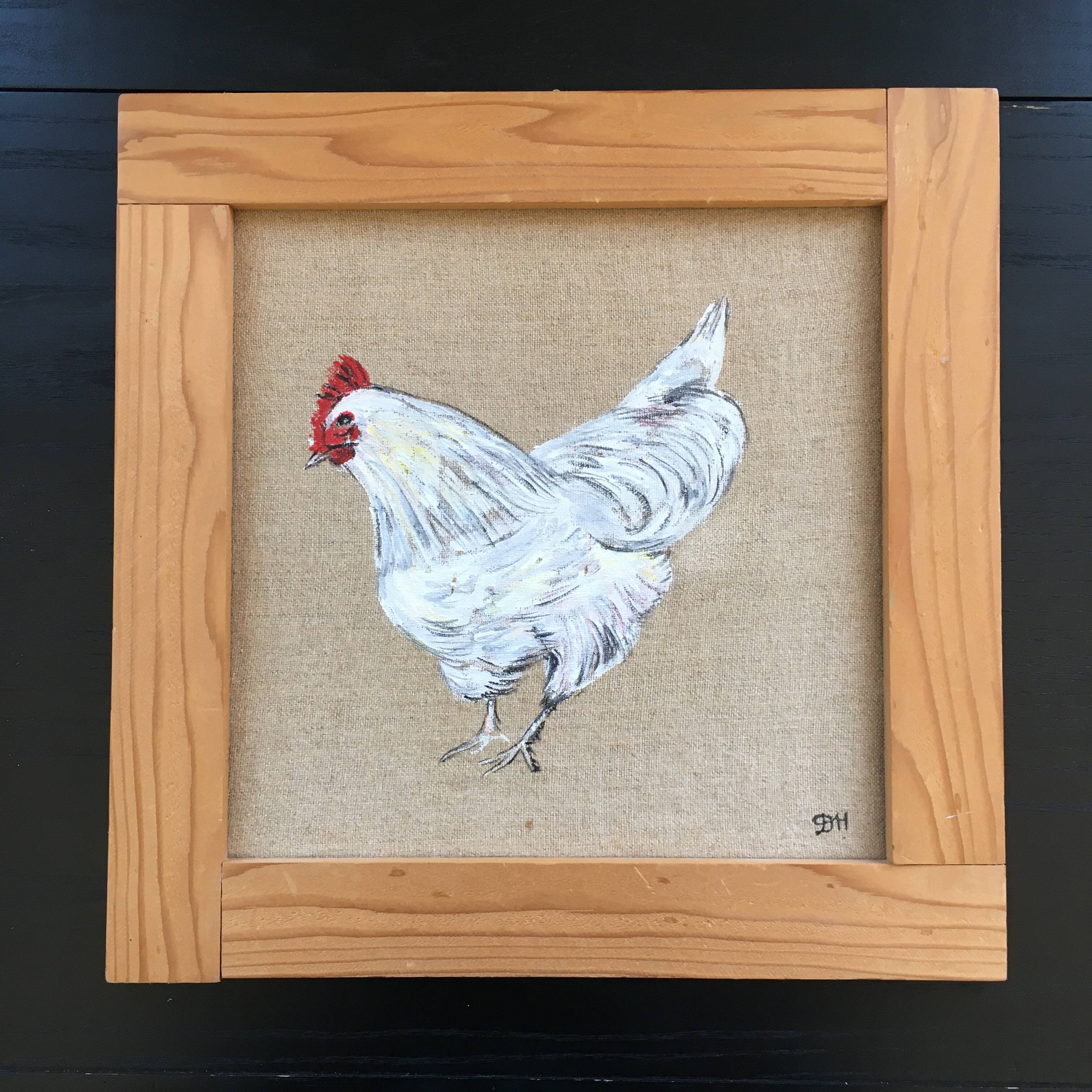 White hen painting