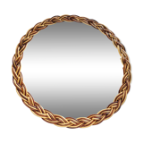 Round mirror in braided wicker 45cm