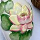 Large lotus or water lily barbotine vase