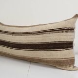 Vintage extra long turkish hemp kilim pillow cover, bench anatolian cushion cover 16'' x 40''