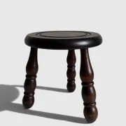 French Art Deco Tripod Stool in Chestnut, Attributed to Dudouyt, 1940s
