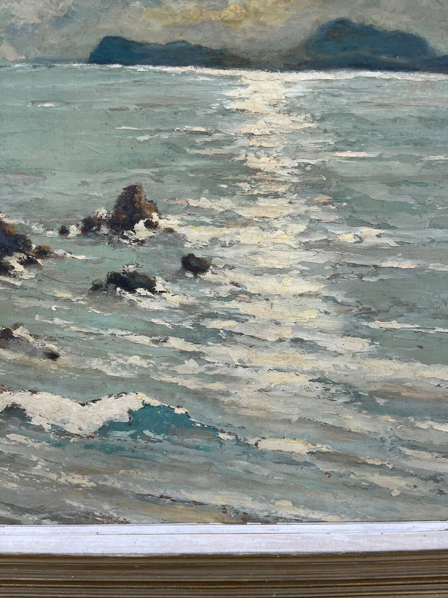 Large painting of the Mediterranean seaside in Toulon, signed Jean Vincent