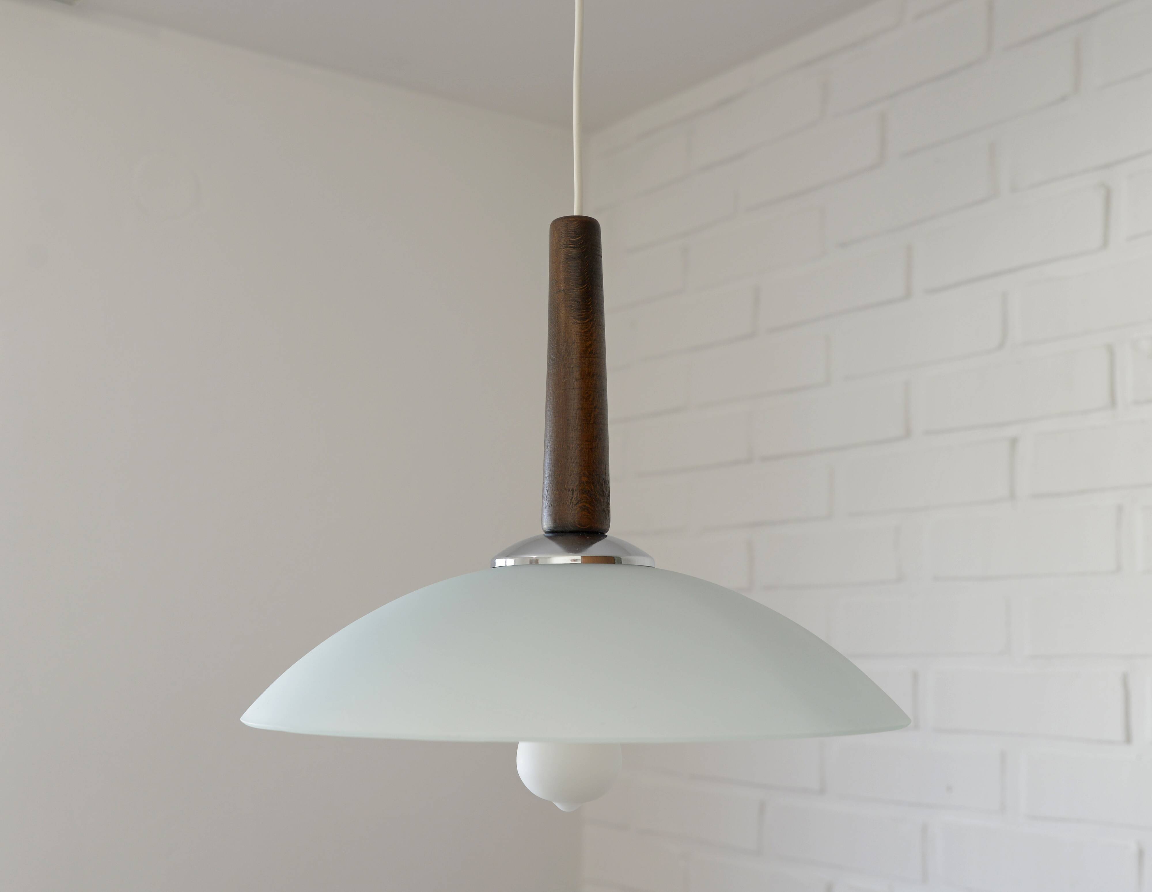 Hanging Lamp Mid-century modern Vintage Pendant Mint Green Glass Light 1970