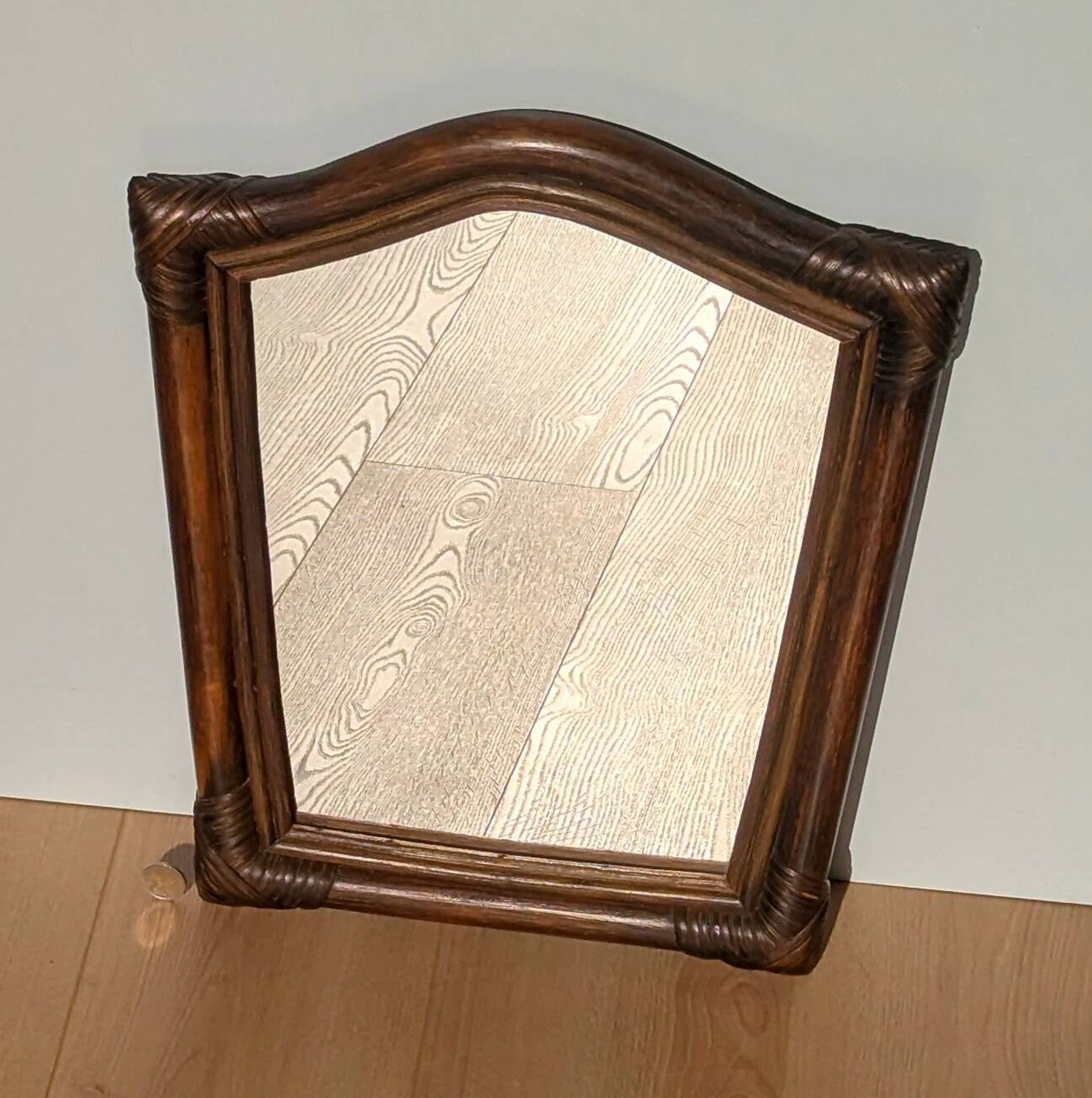 Mirror - Vintage 49x43 cm - Bamboo, Rattan - Patinated wood 1970