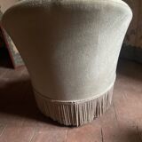 Old toad armchair in beige velvet