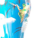 Chinese lacque style vase with bird patterns - perfect condition