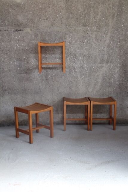 Suite of 4 stools design Sornay beech solid 1960