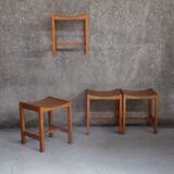 Suite of 4 stools design Sornay beech solid 1960