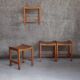 Suite of 4 stools design Sornay beech solid 1960