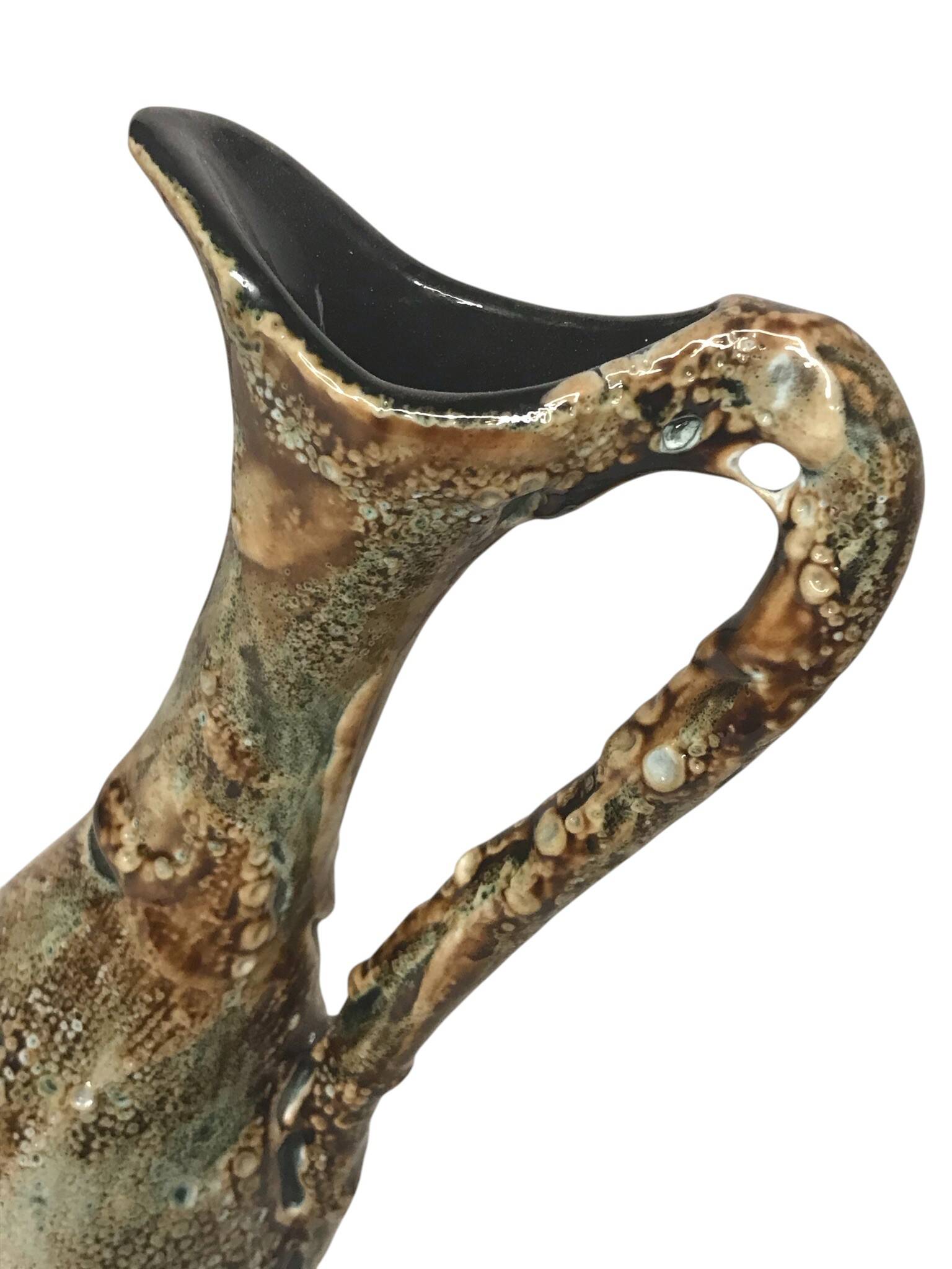 Vintage Fat Lava Ceramic Pitcher Ewer Circa 1960