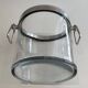 Champagne bucket design in glass and silver-plated metal