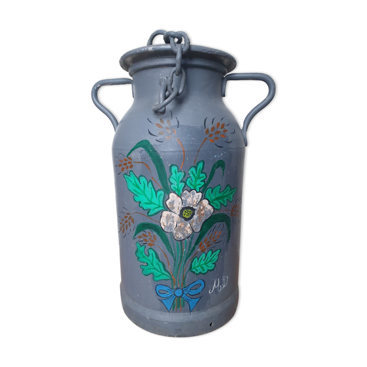 Large old farm milk pot