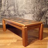 1970s coffee table in elm and schist