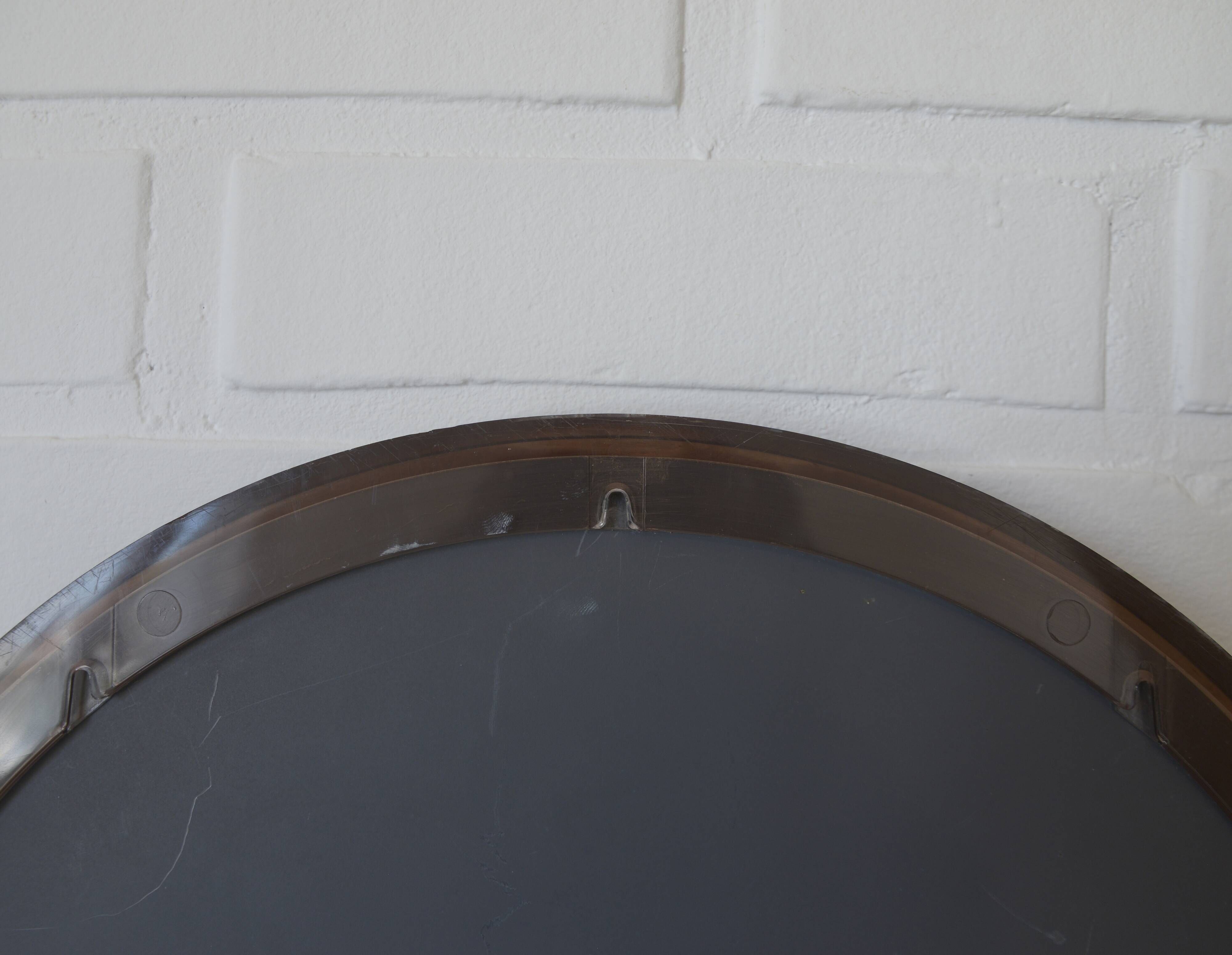 Vintage 1970s Round Wall Mirror / Attributed To Allibert / Space Age Bathroom Mirror