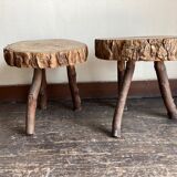 Pair of mountain coffee tables made of logs 1970