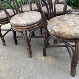 Suite of six chairs in curved wicker XX century