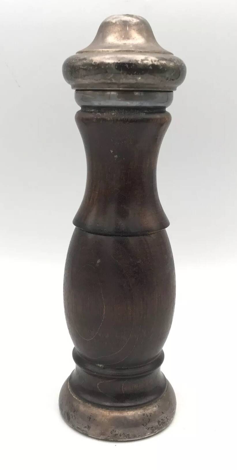 Vintage pepper mill in wood and silver, fisher silversmith 1937, italy