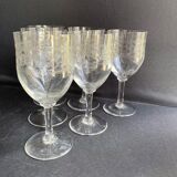 6 Large glasses 1/2 guilloché crystal – Art Nouveau