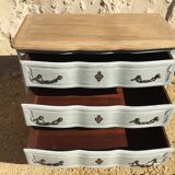 Louis XV style chest of drawers, patinated and waxed, natural wood top