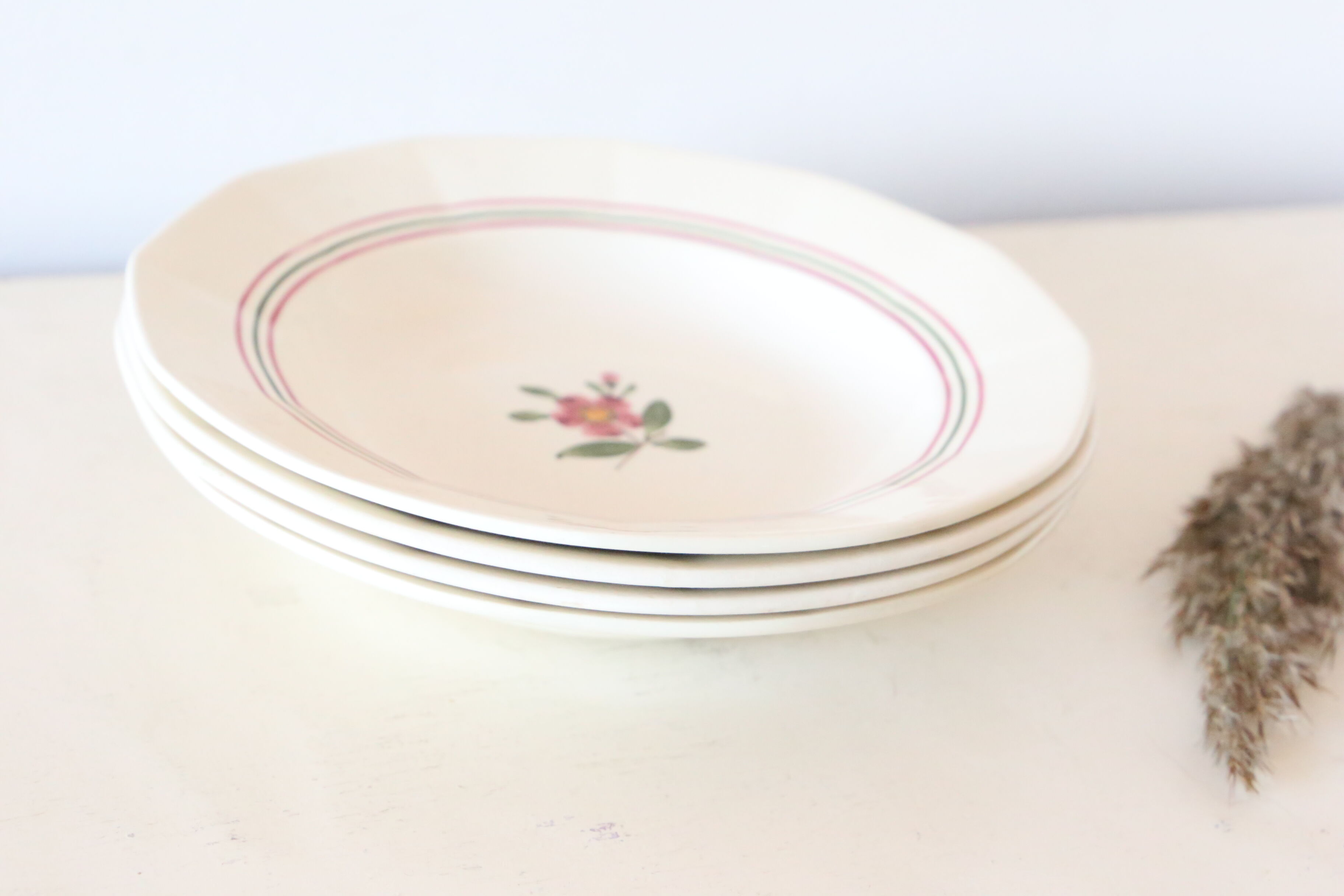 Set of 4 hollow plates Sarreguemines Armelle pattern, vintage