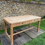 Farmhouse table with 2 drawers in solid beech