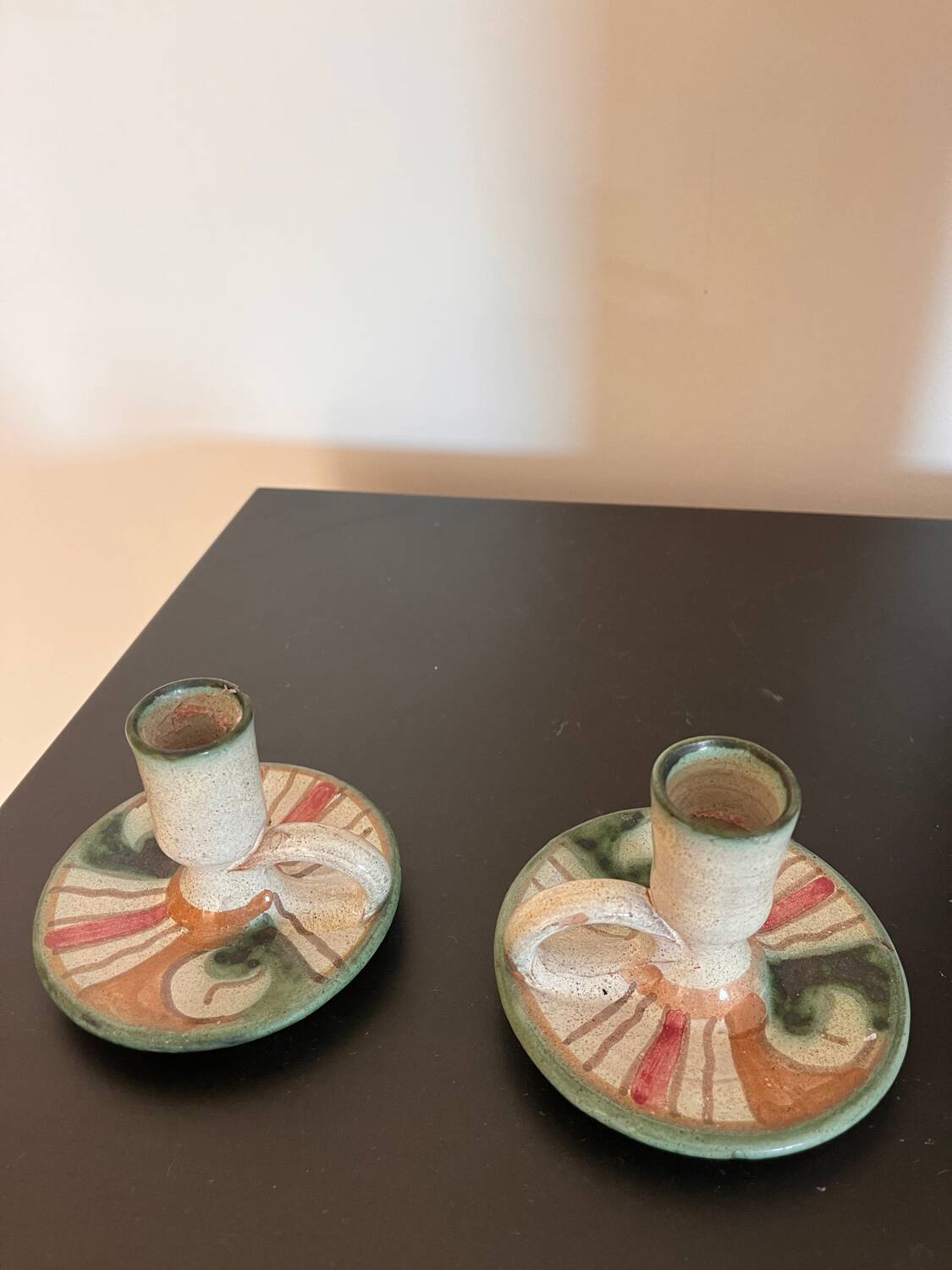 Pair of ceramic candlesticks