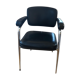 Fauteuil cuir noir et allu design 1960