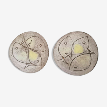 Pair of ceramic plates design 60s