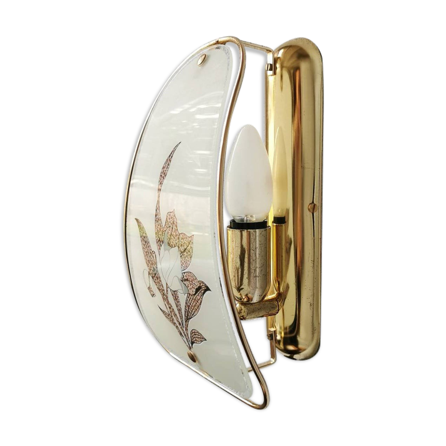 Vintage applique with 1980 glass lampshade