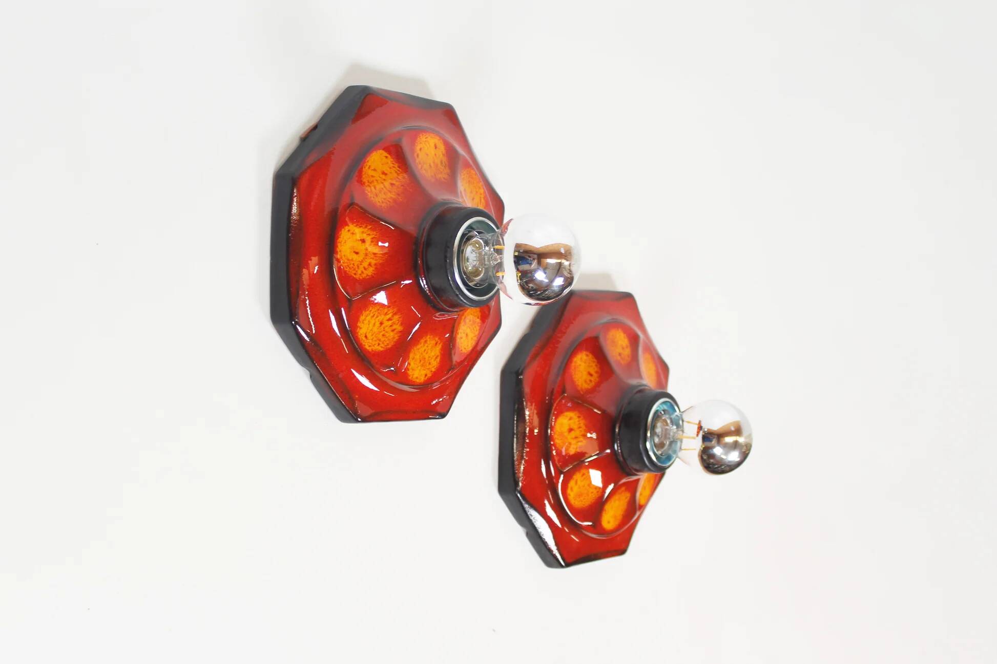 Pair of ceramic wall lamps by Hustadt Leuchten (2 pairs available)