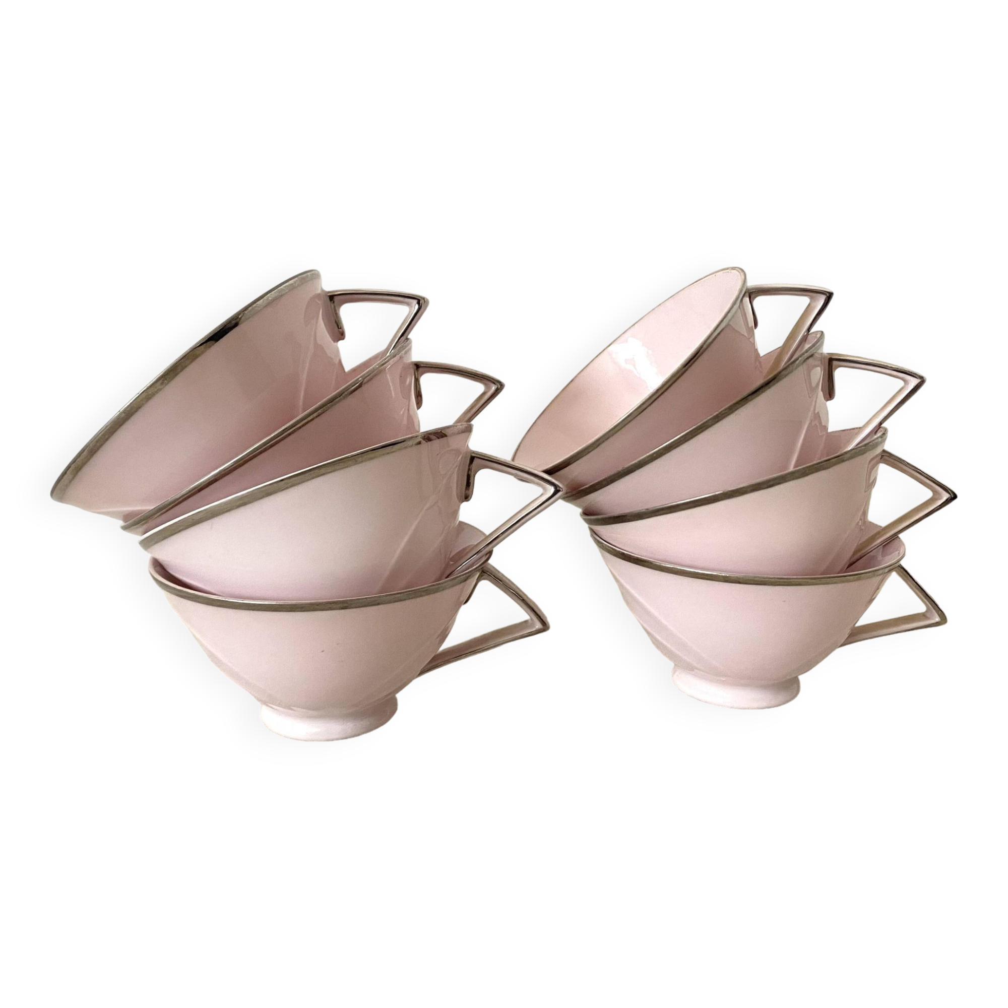Pink art deco mugs