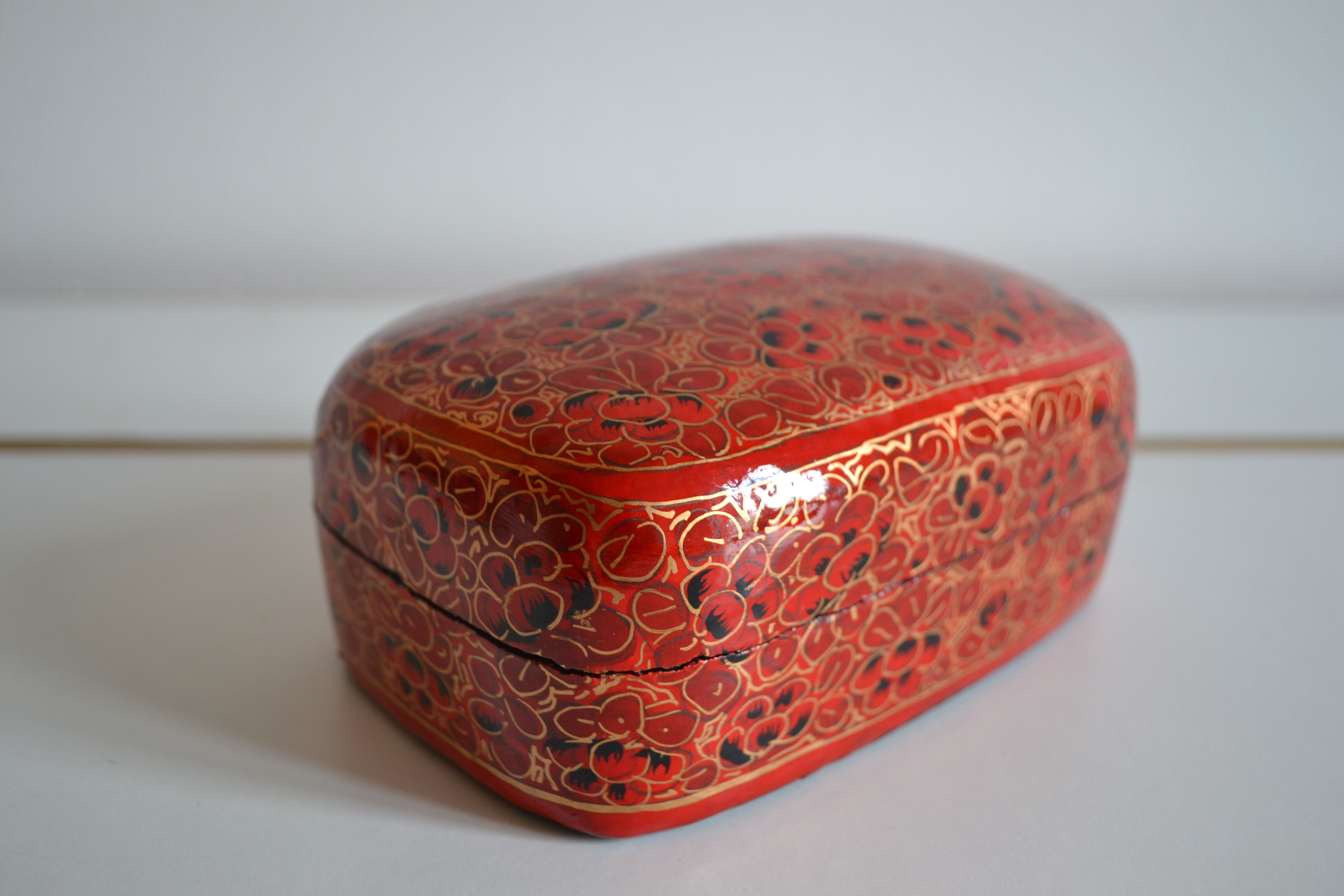 Boite a bijoux papier mache peint a la main inde xxe