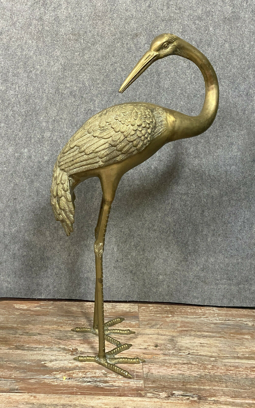 Pair of high-quality golden bronze herons statues
